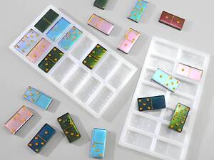 Силиконовая форма для домино RESTEQ 205х112х9 мм — форма для эпоксидной смолы, полимерной глины, мыла и других поделок (