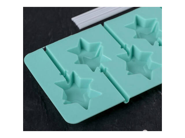 Силіконова форма для льодяників і цукерок на паличці 'Зірка' - Фото 4