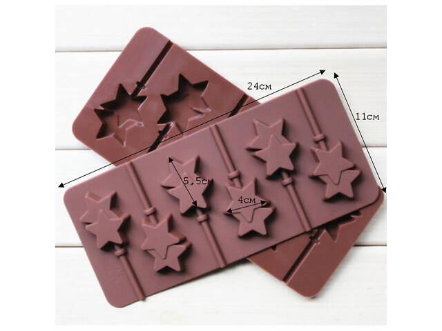 Силіконова форма для льодяників і цукерок на паличці 'Зірка' - Фото 7