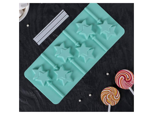 Силіконова форма для льодяників і цукерок на паличці 'Зірка' - Фото 8
