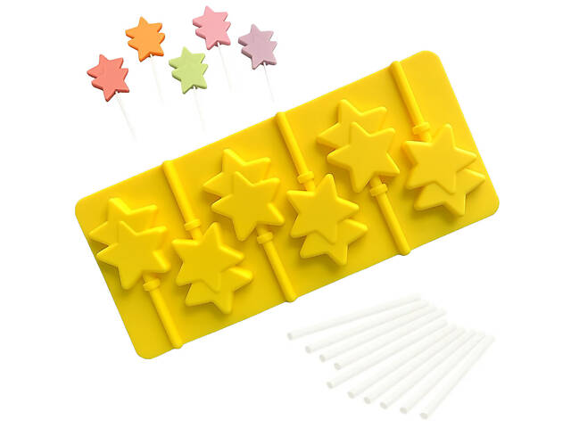 Силіконова форма для льодяників і цукерок на паличці 'Зірка' - Фото 1