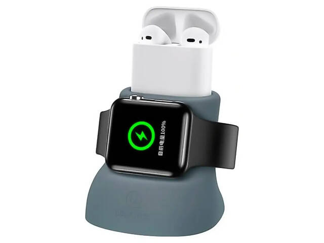 Силиконовая подставка для зарядки Usams US-ZJ051 2in1 Grey - Фото 1