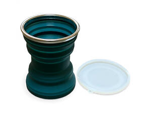 Силіконова складна чашка Primolux Travel SS04 туристична для подорожей з кришкою 320ml - Teal