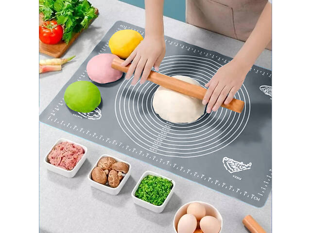 Силіконовий кондитерський килимок для розкочування тіста 50х70 см - Фото 1
