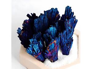 Синий натуральный турмалин RESTEQ — необработанный минерал с титановым покрытием, 50–70 г, камень Tourmaline для