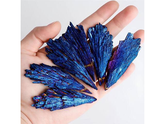 Синій натуральний турмалін RESTEQ — необроблений мінерал з титановим покриттям, 50–70 г, камінь Tourmaline для колекціонування та - Фото 3