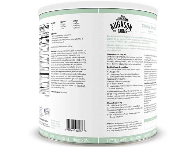 Сырный суп с брокколи сублимированный Augason Farms 32 порции (101100) - Фото 2