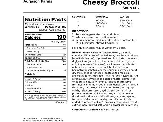 Сырный суп с брокколи сублимированный Augason Farms 32 порции (101100) - Фото 3