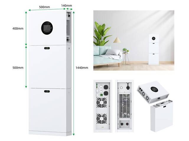 Система резервного живлення 2E PowerWall Vezha, 5000 Вт, 10.24 кВт/год, MPPT 5.5 кВт, WiFi, розширення ємності, паралель - Фото 1