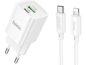 СЗУ Hoco C149A Charm PD30W+QC3.0 (1USB-A/1C) + кабель Type-C to Lightning White