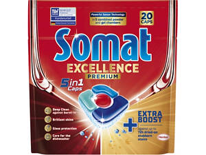 Таблетки для посудомоечных машин Somat Excellence 5-в-1 20 шт. (9000101808384)