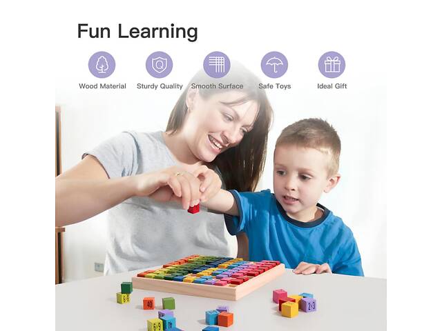 Таблиця множення Монтессорі RESTEQ — дерев’яна розвивальна іграшка для вивчення математики у формі гри - Фото 5