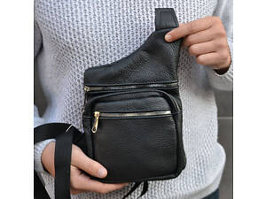 Тактическая кожаная сумка из натуральной кожи, кроссбоди, мессенджер мужской