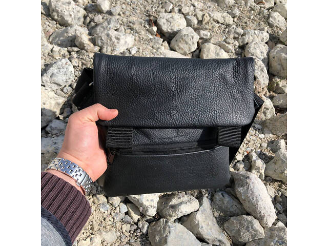 Тактическая кожаная сумка с кобурой, мужской мессенджер, барсетка - черный слинг, мужская сумка через плечо кожа - Фото 12