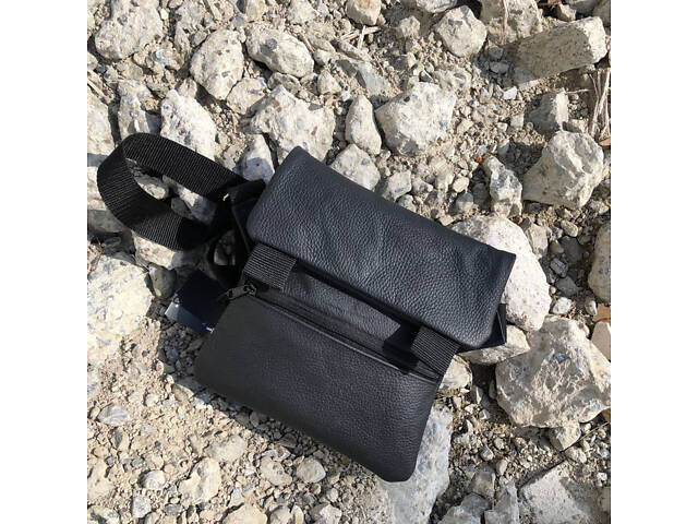Тактическая кожаная сумка с кобурой, мужской мессенджер, барсетка - черный слинг, мужская сумка через плечо кожа - Фото 14