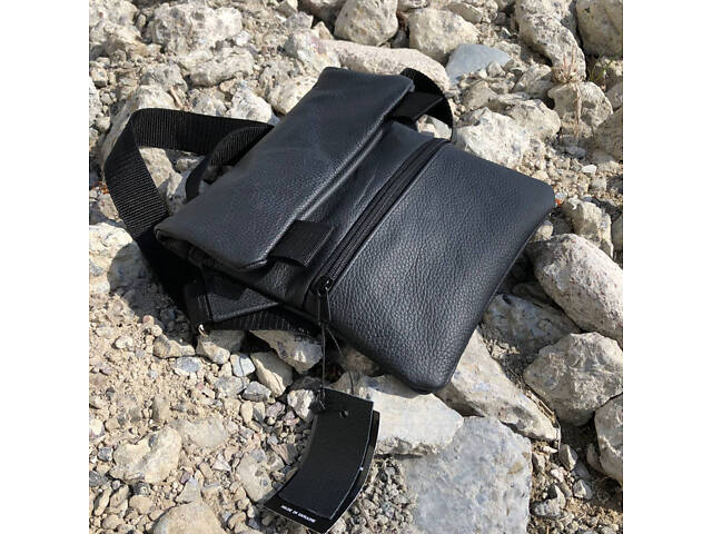 Тактическая кожаная сумка с кобурой, мужской мессенджер, барсетка - черный слинг, мужская сумка через плечо кожа - Фото 15