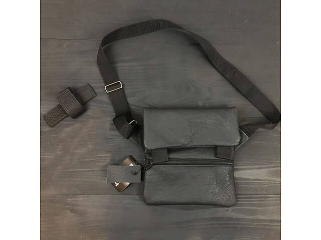 Тактическая кожаная сумка с кобурой, мужской мессенджер, барсетка - черный слинг, мужская сумка через плечо кожа - Фото 29