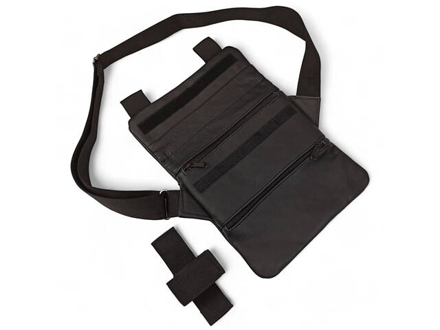 Тактическая кожаная сумка с кобурой, мужской мессенджер, барсетка - черный слинг, мужская сумка через плечо кожа - Фото 33