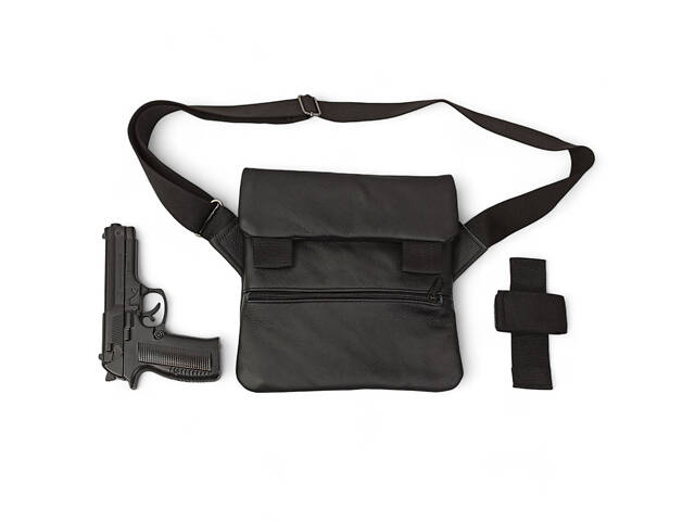 Тактическая кожаная сумка с кобурой, мужской мессенджер, барсетка - черный слинг, мужская сумка через плечо кожа - Фото 43