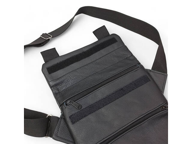 Тактическая кожаная сумка с кобурой, мужской мессенджер, барсетка - черный слинг, мужская сумка через плечо кожа - Фото 46