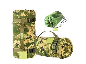 Тактический флисовый плед 150х200 см – одеяло для военных с чехлом, коврик плед покрывало. Цвет: пиксель.