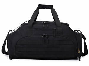 Тактична дорожня сумка-рюкзак 2 в 1 — зміцнена, універсальна чорна