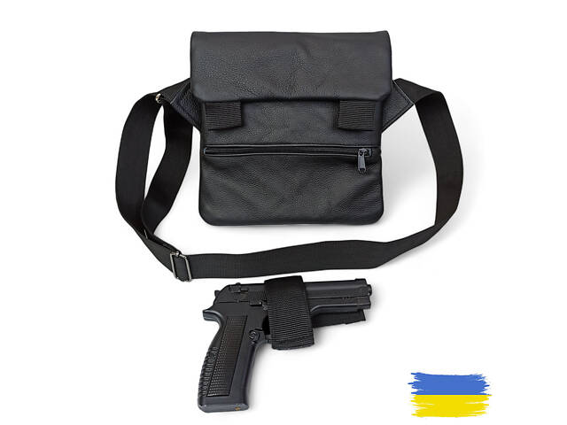 Тактическая кожаная сумка с кобурой, мужской мессенджер, барсетка - черный слинг, мужская сумка через плечо кожа - Фото 47