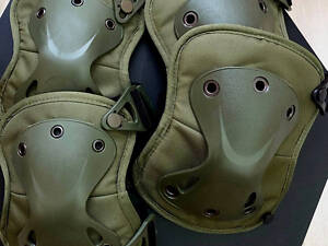 Тактичний комплект Наколінники + налокотники з міцного пластику FH 77 (Зелений)