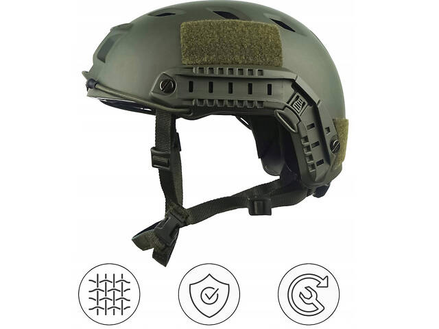 Тактичний шолом LOOGU Fast BJ для страйкболу та пейнтболу з ABS-пластику, з регулюванням розміру, кріпленнями для аксесуарів, - Фото 6