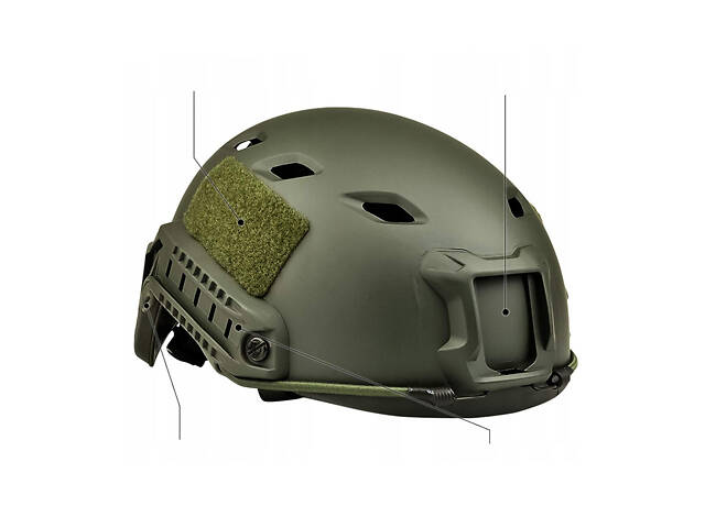 Тактичний шолом LOOGU Fast BJ для страйкболу та пейнтболу з ABS-пластику, з регулюванням розміру, кріпленнями для аксесуарів, - Фото 7