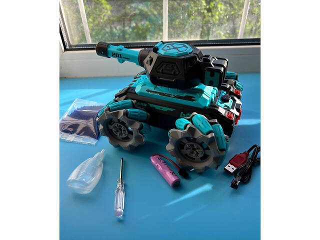 Танк на радиоуправлении KT907A(Turquoise) стреляет гелем, звук, свет - Фото 3