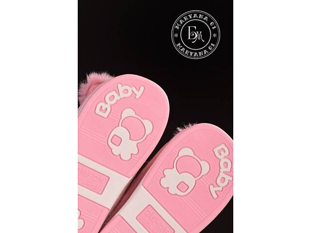 Дитячі хутряні тапочки / рожеві - Фото 4