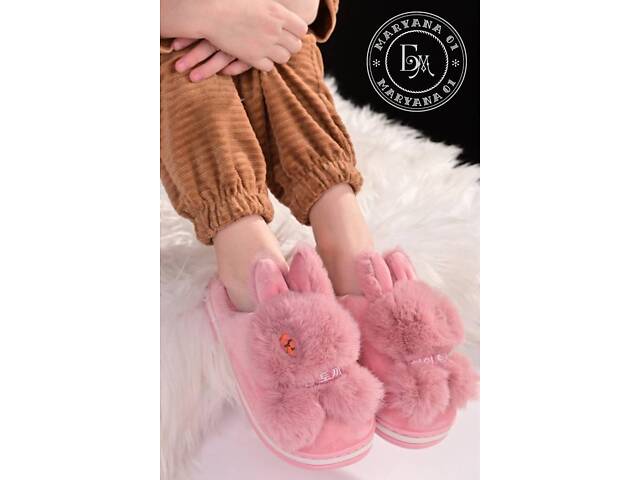 Дитячі хутряні тапочки / рожеві - Фото 7
