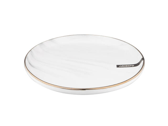 Тарілка Ardesto Marmo Біла 19 см Десертна (AR2919MRW) - Фото 2