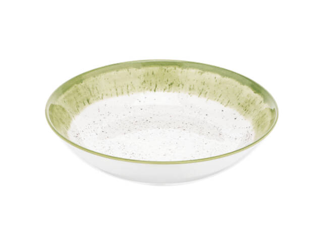 Тарілка Ardesto Siena, 20см, порцеляна, біло-зелений (AR2920SWG) - Фото 3