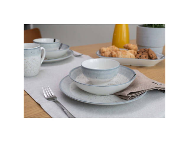 Тарілка Ardesto Siena, 27см, порцеляна, біло-сірий (AR2927SW) - Фото 6