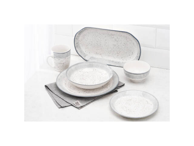 Тарілка Ardesto Siena, 27см, порцеляна, біло-сірий (AR2927SW) - Фото 10