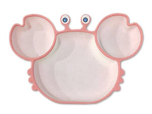 Тарелка детская на присоске на 3 секции Краб 6880 15х23 см розовая