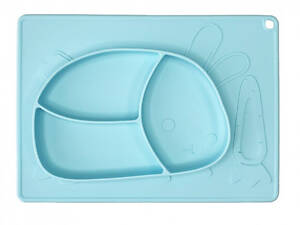 Тарелка детская секционная 'Кролик' голубой пищ. силикон