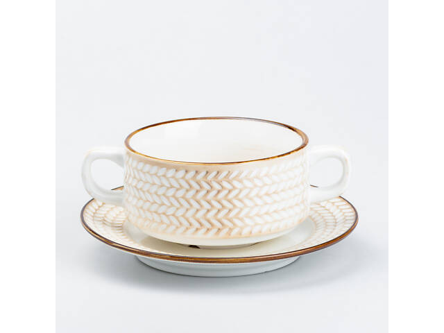 Тарілка для супу глибока 300 мл із блюдцем тарілки обідня - Фото 1