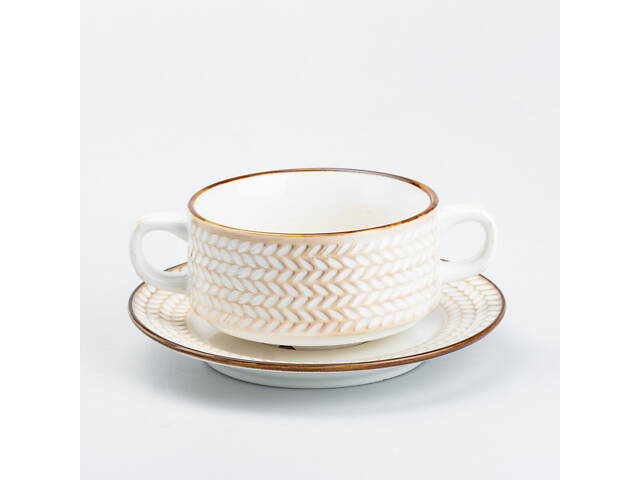 Тарілка для супу глибока 300 мл із блюдцем тарілки обідня - Фото 3