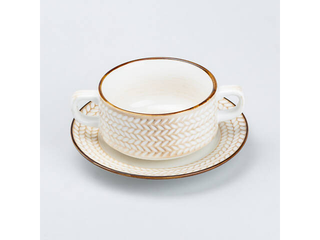 Тарілка для супу глибока 300 мл із блюдцем тарілки обідня - Фото 4