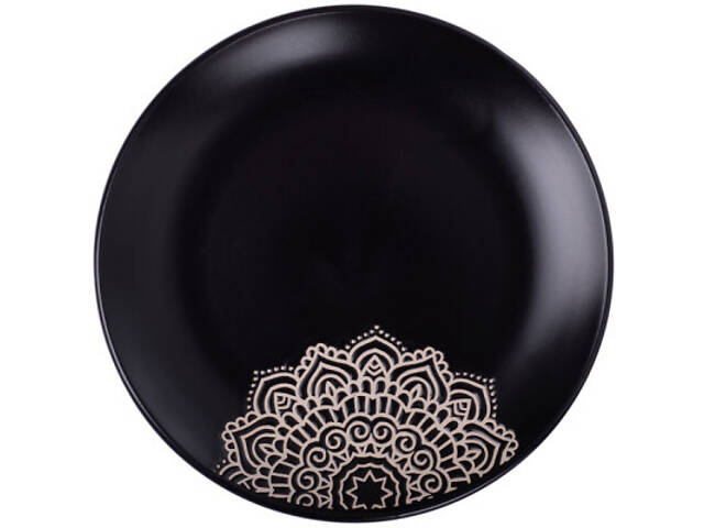 Тарелка Limited Edition Kora 25 см Обідня Чорна (JH5277S-1) - Фото 1