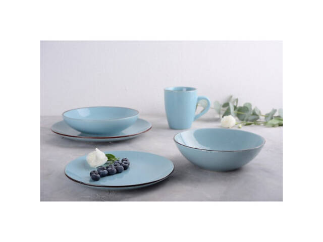 Тарілка Limited Edition Terra 20 см Супова Блакитна (YF6002-5) - Фото 3