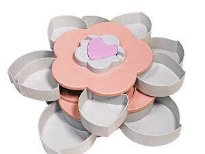 Тарілка-менажниця для снеків та фруктів, рожево-сіра