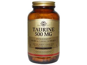 Таурин, Taurine, Solgar, 500 мг, 250 капсул