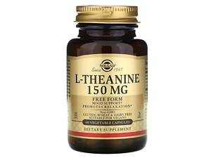 Теанин, L-Theanine, Solgar, свободная форма, 150 мг, 60 вегетарианских капсул