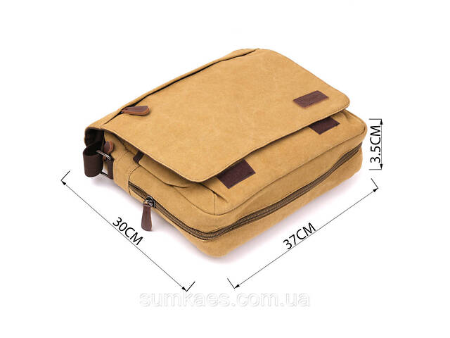 Текстильна сумка для ноутбука 13 дюймів через плече Vintage 20188 Хакі - Фото 3