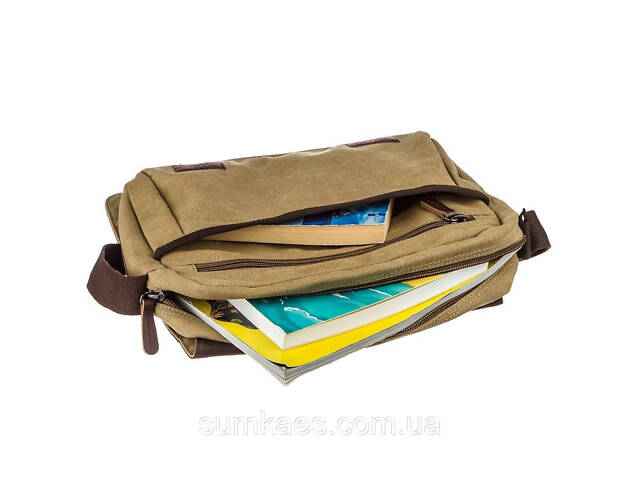 Текстильна сумка для ноутбука 13 дюймів через плече Vintage 20188 Хакі - Фото 5