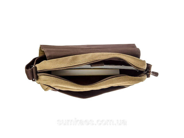 Текстильна сумка для ноутбука 13 дюймів через плече Vintage 20188 Хакі - Фото 6